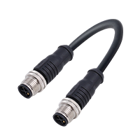 M12 S-Coding 4Pins Male-to-Male Molded Cable（L=0.3M）