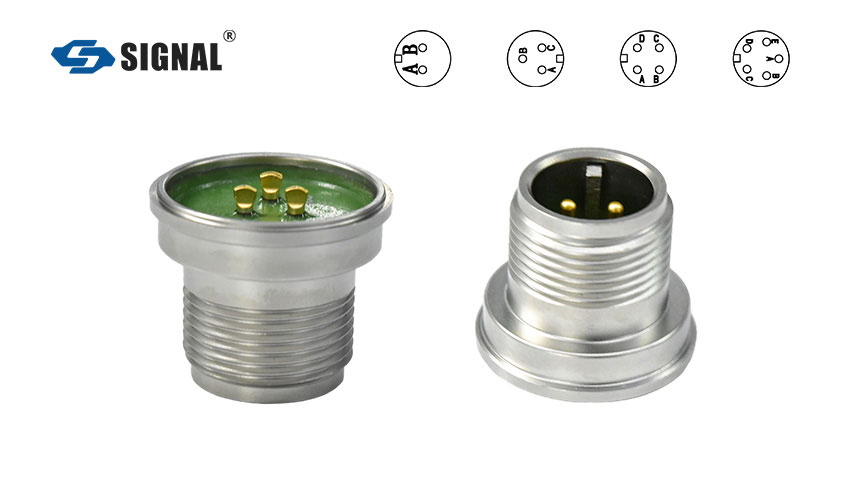 Glass Textile Series Stainless Steel 3 Cores Male Panel Socket