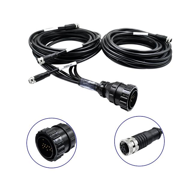 37P/M Connector TO M12 A 5P/F*4+Open Cable