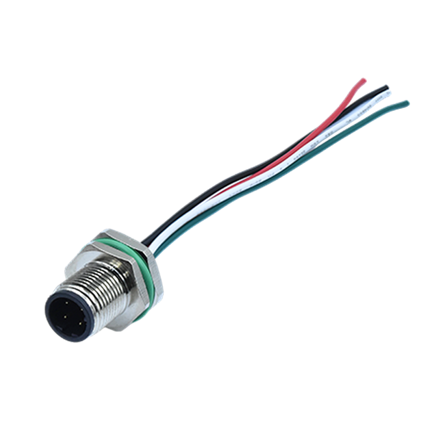 M12 D-Coding 4Pins Male Faceplate Type (Back Lock) With Cable