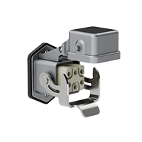 Heavy-duty connector – open-bottom, single-latch, bulkhead-mount insert (female)