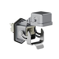 Heavy-duty connector – open-bottom, single-latch, bulkhead-mount insert (female)