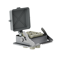 Heavy-duty connector – open-bottom, single-latch, bulkhead-mount insert (female)