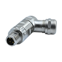 M12 D-Coding 4Pins Male Right-Angle Metal Assembly Connector (Crimp Contacts, Zinc Alloy Version)
